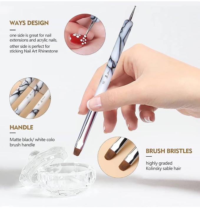 French Nail Brush, YIHUALE 2 Way French Gel Acrylic Nail Art Kolinsky Brush - Image 4