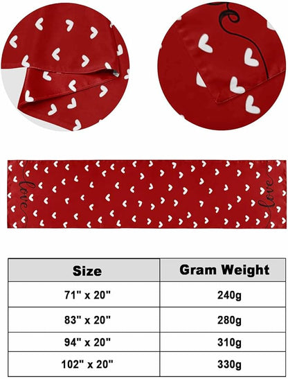 Valentine's Day White Love Hearts Bed Runners for Bedroom Hotel,Decorative Bedding Scarf Sweetheart and Quote on Red Bed End Blanket Bedding Runner Scarves for King Size Bed,102x20in