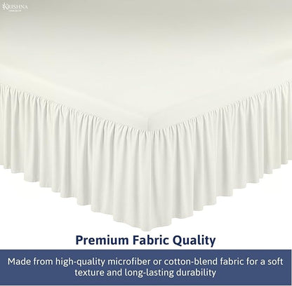 KRISHNA Ruffled Bed Skirt with Split Corners King, 100% Microfiber Hotel Quality, 10 Inch Drop Dust Ruffle Gathered Bedskirt with Platform, 78" x 80", Ivory