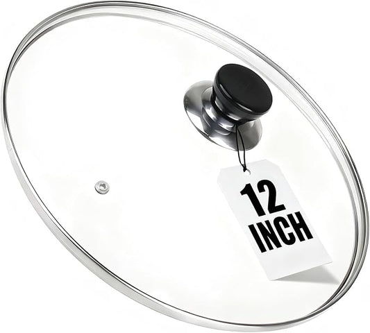 12 Inch Pan Lid, Tempered Glass Cast Iron Lids by Eptcp