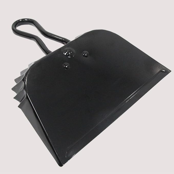 2 Pack Metal Dustpan and Brush Set - 12in Heavy Duty Steel Dust Pan - Image 3