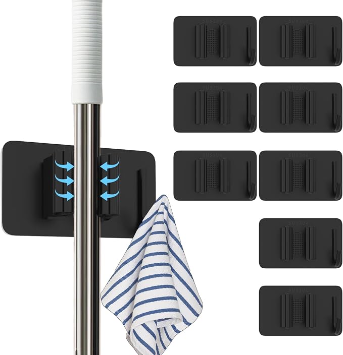 8 Pack Stainless Steel Mop Clips – Heavy Duty Wall Mounted Broom Holders by Unknown