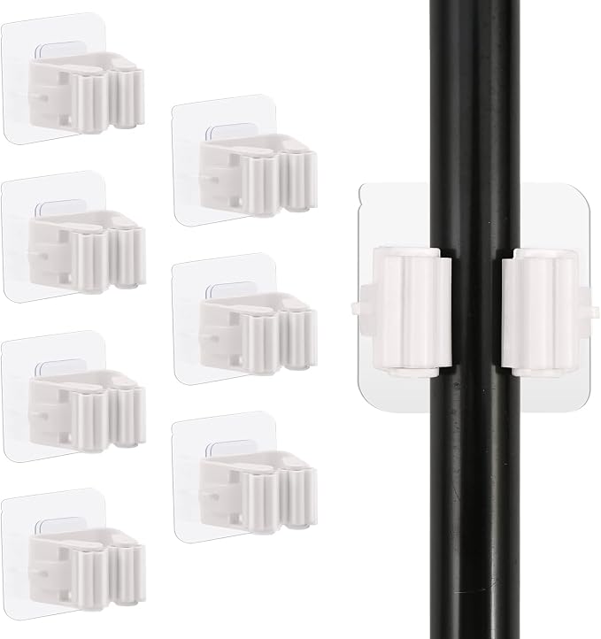 8PCS Broom Holder Wall Mount, Self Adhesive No Drilling Anti-Slip Mop and Broom by Anffeary