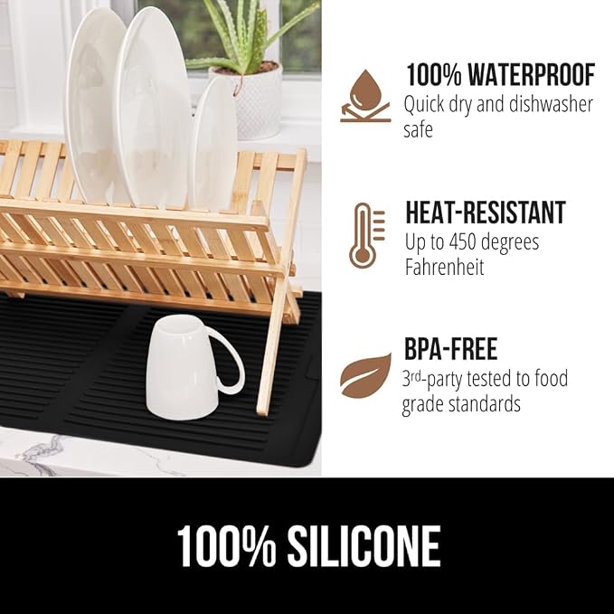 GORILLA GRIP 100% BPA-Free Patented Silicone Dish Drying Mat - Image 4