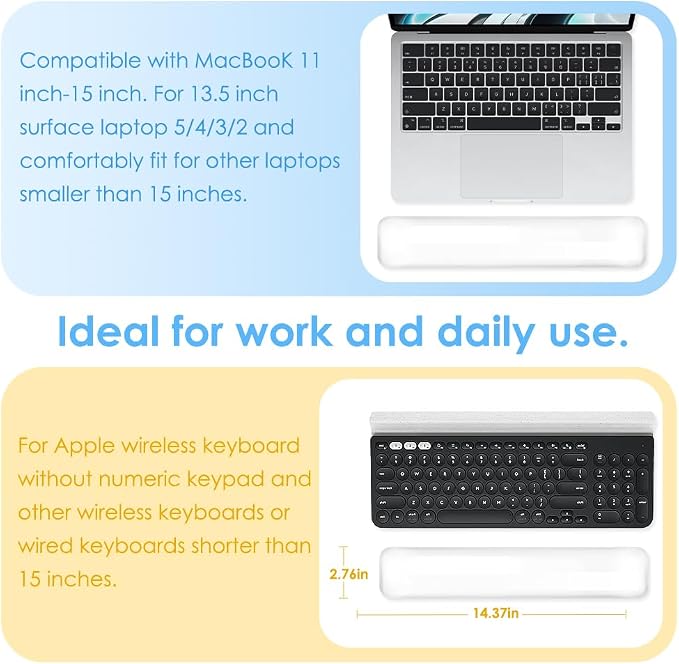 Soft Keyboard Wrist Rest Pad 14.37IN Comfortable Cool Silicone Cushion Typing - Image 2