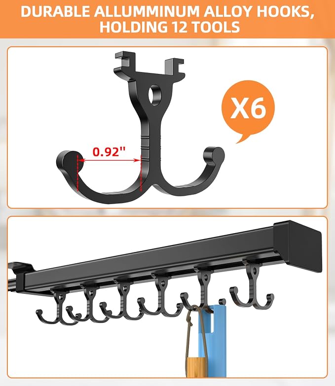 Pull Out Broom Holder With Adjustable Double Row Sliding Hook, - Image 5