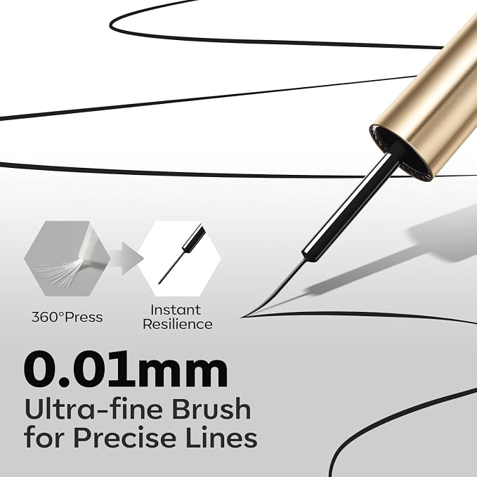 modelones Black French Tip Liner Gel Polish, 15 ML All Black Classic Color Nail - Image 6