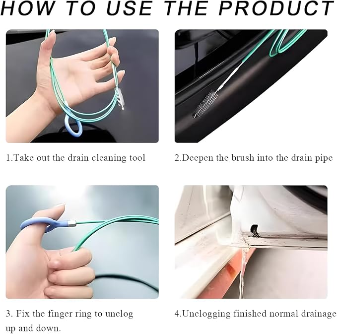 Auto Sunroof Drain Cleaning Tool, 78 Inch Long Pipe Cleaning Brush Windshield - Image 5