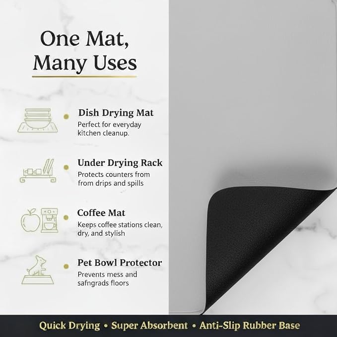 Dish Drying Mat Super Absorbent – 16" x 18" Coffee Mat - Image 6