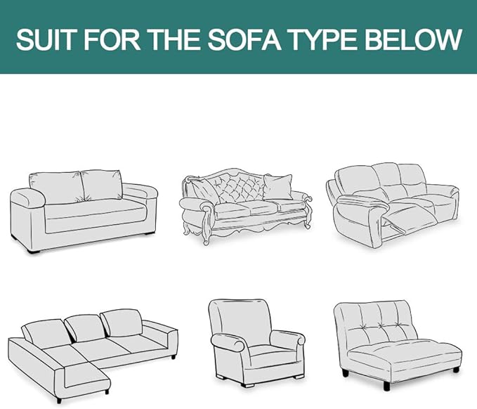 MYSKY HOME Sectional Sofa Covers, Couch Cover for 2 Cushion Couch, Geometrical Couch Cover Living Room Sofa Throws Sofa Slipcovers for Pets, & Kids (X-Large, 71" x 118", Khaki)
