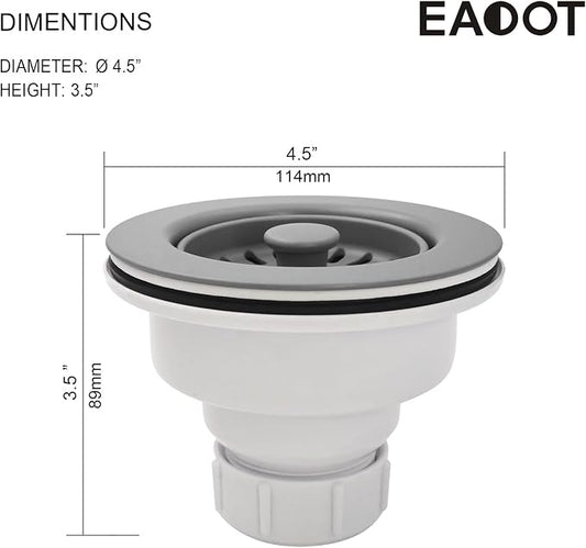 3-1/2 Inch Polymer Slate Gray Sink Drain Assembly - Image 2