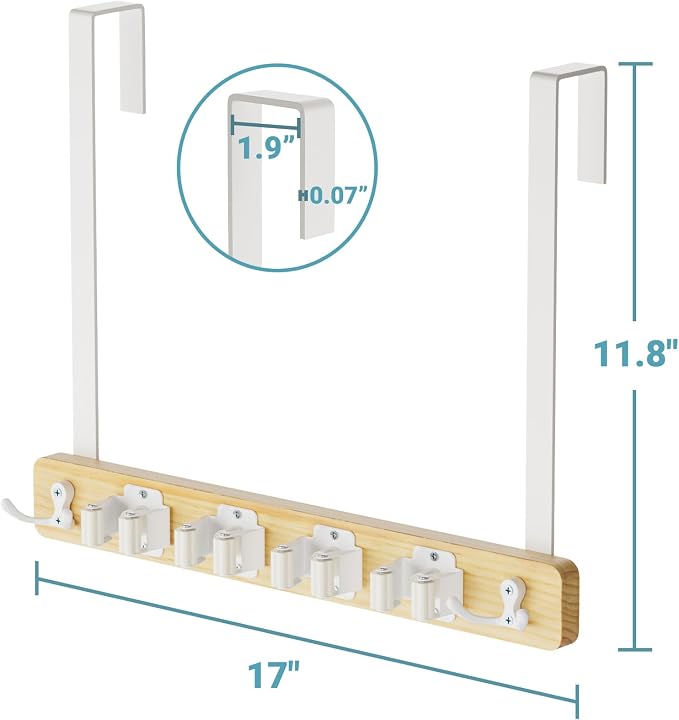 HULISEN Broom Holder Door Mount, Over the Door Broom and Mop Holder - Image 6