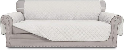 Easy-Going Reversible Oversized Couch Cover for 3 Cushion Couch Sofa Cover for Dogs Water Resistant Furniture Protector Cover with Foam Sticks for Pet (Oversized Sofa, Ivory/Ivory)