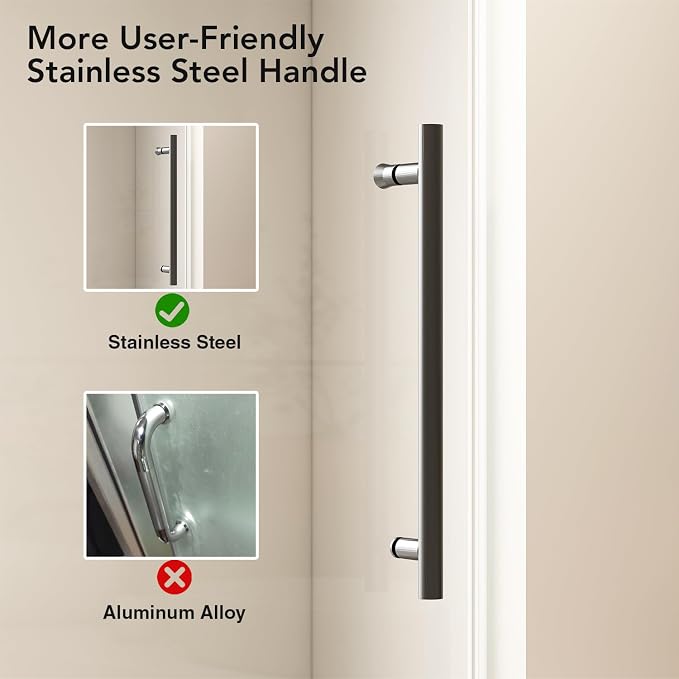 55-60” W x 76" H Single Sliding Shower Door, Frameless Shower Door - Image 4