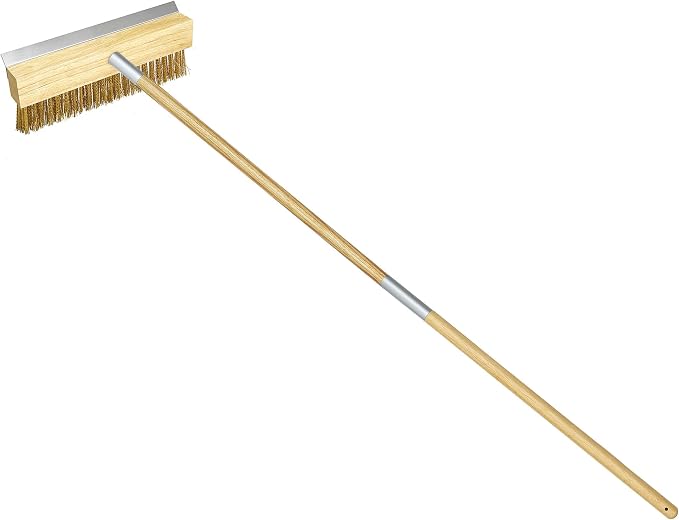 LRUI Pizza Oven Brush with Scraper, 41-Inch Long Wood Handle Brass Bristles by RLRUI