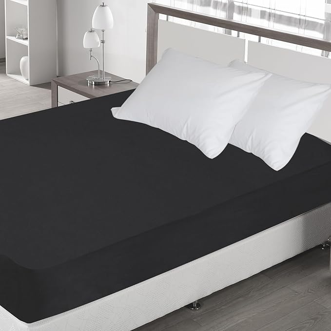 Twin XL Fitted Sheet, Soft & Cozy Twin XL Bed Sheets for College Dorm Room Essentials with Deep Pocket 14", Cooling Jersey Extra Long Twin Mattress Bottom Sheets, Shrinkage & Stain Resistant, Black