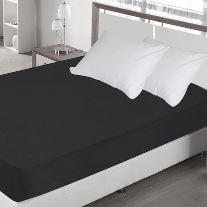 Twin XL Fitted Sheet, Soft & Cozy Twin XL Bed Sheets for College Dorm Room Essentials with Deep Pocket 14", Cooling Jersey Extra Long Twin Mattress Bottom Sheets, Shrinkage & Stain Resistant, Black