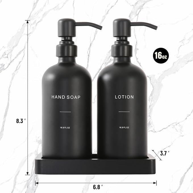 Black Soap Dispenser Bathroom Set, Soap and Lotion Dispenser Set - Image 7