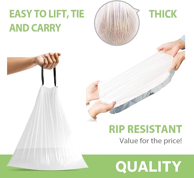4 Gallon 320 Counts Strong Drawstring Trash Bags Garbage Bags by Teivio - Image 4