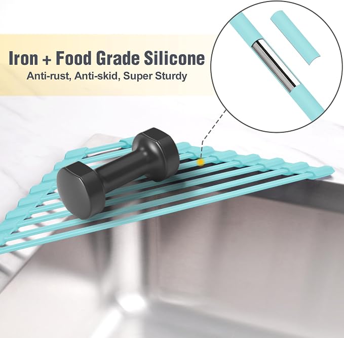 Tomorotec Compact Silicone-Coated Triangle Dish Drying Rack - Image 3