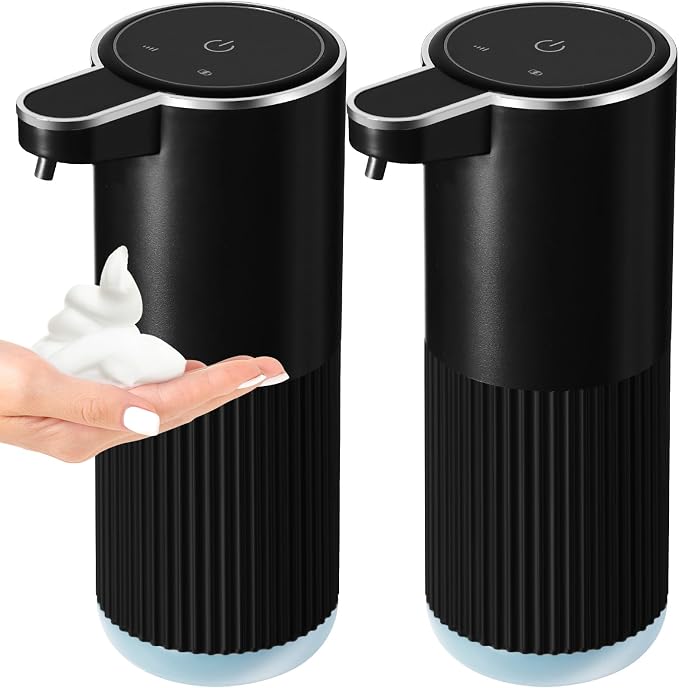 Automatic Foaming Soap Dispenser, 2 Pack Black Touchless Foam Hand Soap by RYTOXILOBrightenUpYourHome