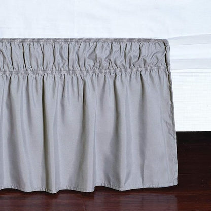 MEILA Wrap Around Bed Skirt Three Fabric Sides Elastic Dust Ruffled 18 Inch Tailored Drop,Easy to Install Fade Resistant-Grey, Twin/Full