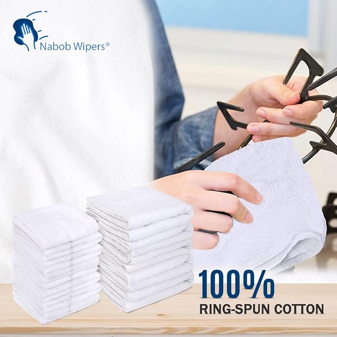 Nabob Wipers Terry Rags 10lb Bulk White Towel Rag Multipurpose 12x12 Inches100% - Image 3