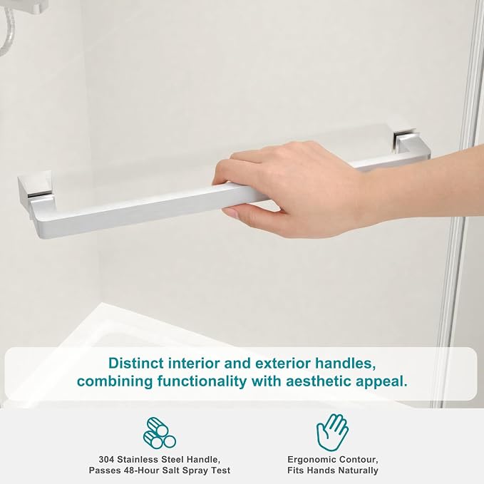 36" D x 36" W x 72" H Neo-Angle Frameless Shower Door, 1/4” SGCC Tempered Glass - Image 5
