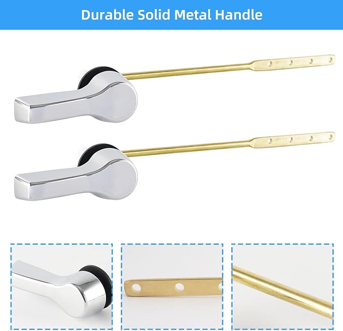 Hygie Rinse 2PCS Metal Toilet Handle Lever Flush Replacement, Universal Front - Image 4