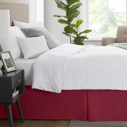 Nestl Red Heaven Twin Bed Skirt - Twin Size Bed Skirt 14 Inch Drop - Brushed Microfiber Bed Skirts - Hotel Quality Pleated Bed Skirt - Shrinkage & Fade Resistant
