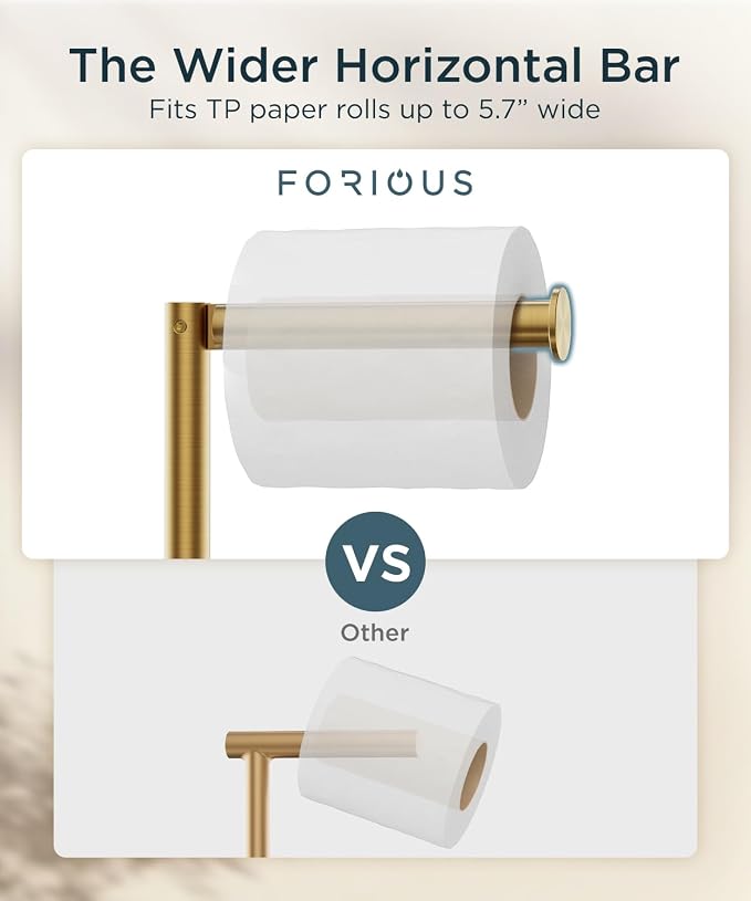 FORIOUS Toilet Paper Holder Stand, Modern Free Standing Tissue Roll Holder - Image 4