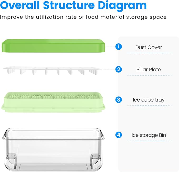 Ice Cube Tray with Lid and Bin, Ice Trays - Image 6