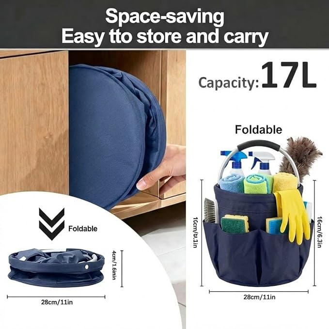 Multifunctional 17L Cleaning Caddy, Foldable 600D Organizer Bag - Image 2
