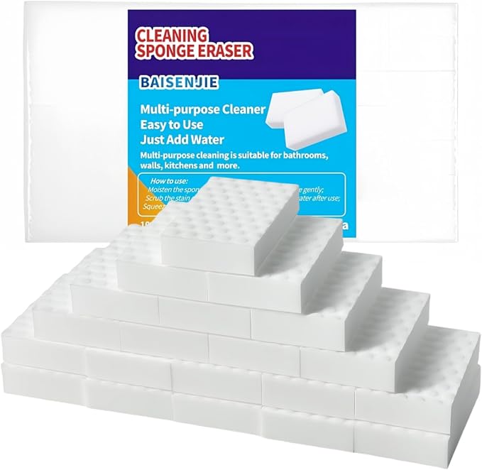 Magic Sponges Eraser, 20 Pack Melamine Sponge in Bulk, 2X Density, Long Lasting by BAISENJIE
