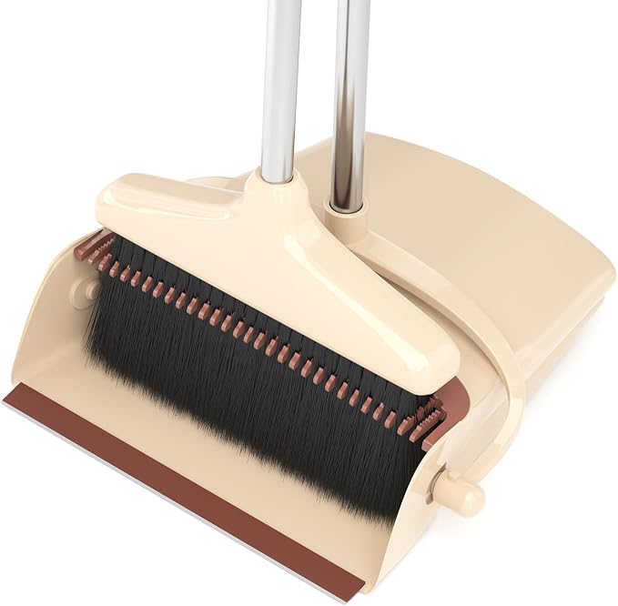 Broom with Dustpan Combo Set 54” Long Handle Household Dust Pan by AstronautNebulaProjectorSui