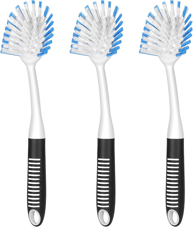 SetSail Dish Brush with Handle, 3 Pack Stiff Bristles Dish Scrubber with by SetSail