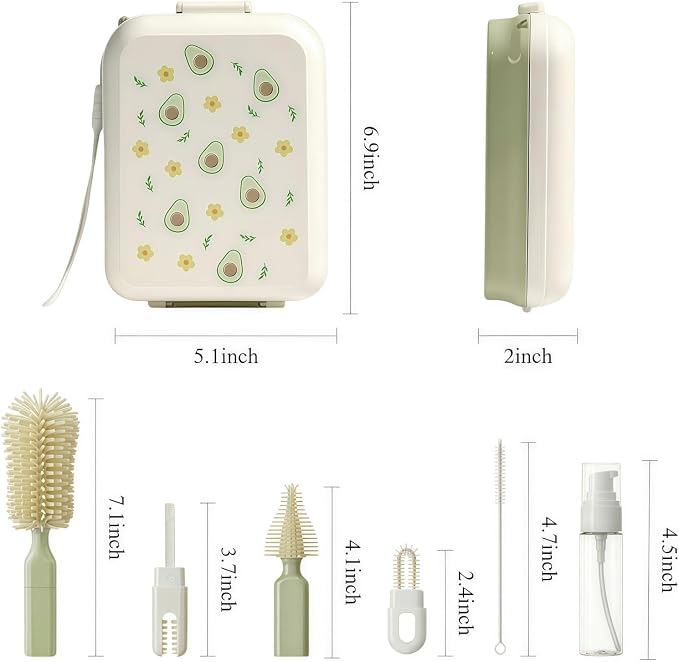 8-in-1 Baby Bottle Brush Set, Silicone Baby Bottle Cleaning Kit - Image 6