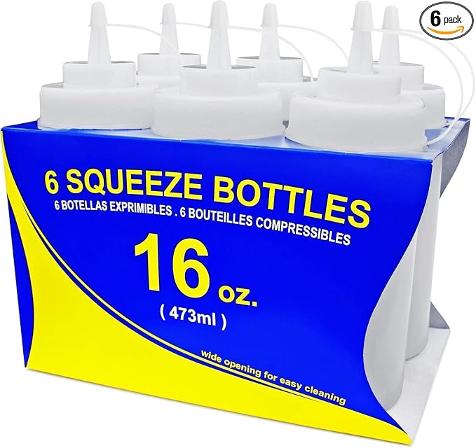 New Star Foodservice Squeeze Bottles, Wide Mouth, 16 oz by NewStarFoodservice