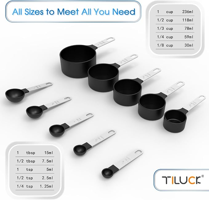 TILUCK Measuring Cups & Spoons Set, Stackable Cups and Spoons, Nesting Measure - Image 3