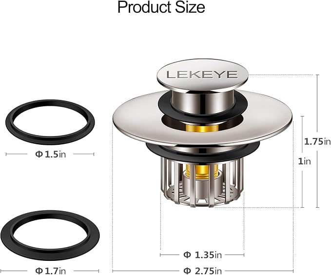 LEKEYE Tub Stopper | Shower Drain Hair Catcher | Pop-up Drain Stopper - Image 2