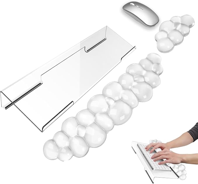 Gel Cloud Keyboard and Mouse Wrist Rest Set Transparent Acrylic Tilt Computer by WFCYGL