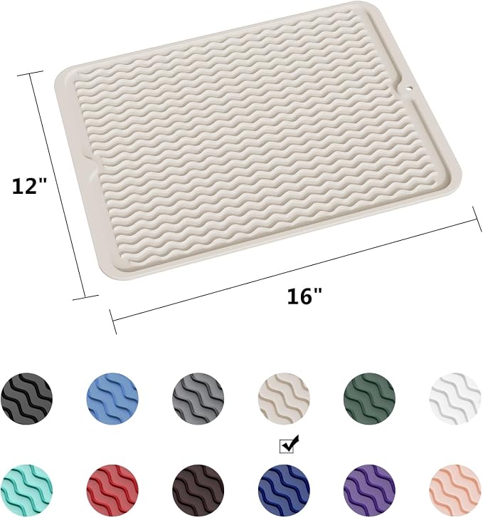 ZLR Silicone Dish Drying Mat for Kitchen Counter, Eco-Friendly Fast Dry Dish Mat - Image 6