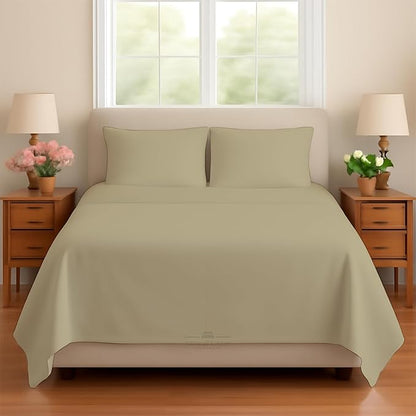 Sleeper Sofa 4 Piece Bed Sheet Set Premium Quality 100% Cotton 500 Thread Count, Smooth & Super Soft Sateen Weave, Extra Soft Bed Sheets, Wrinkle Free, 6 Inch Deep Pocket (Full, Beige)