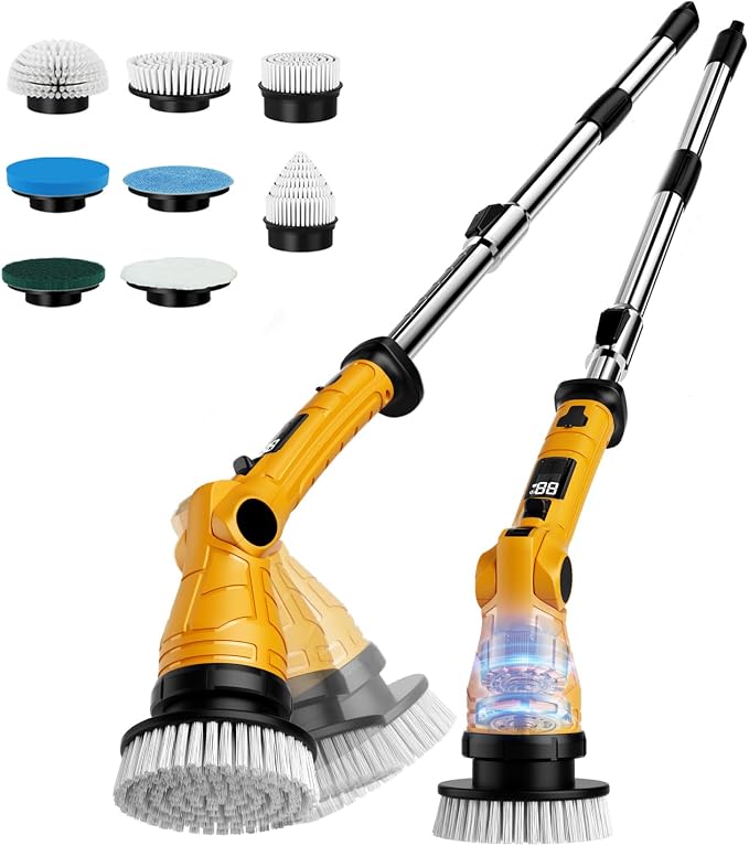 Electric Spin Scrubber with 8 Replaceable Brush Heads 6 Adjustable Angle by KELAWE