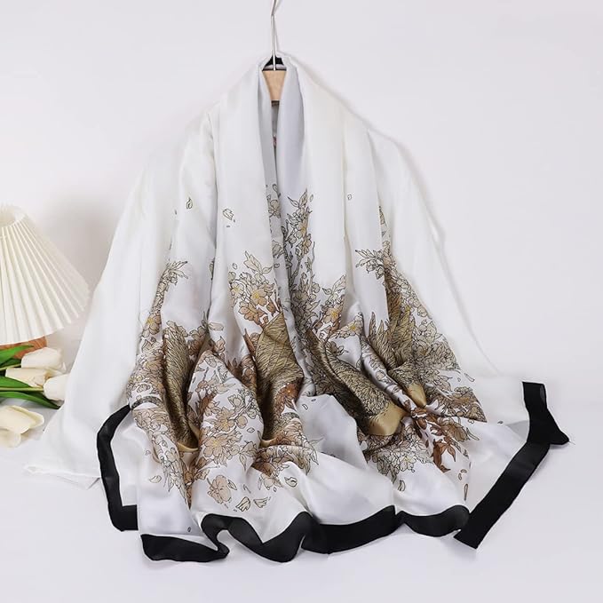 Fashion Scarves Scarf 100% Silk Feeling Scarf Silk Like Scarves Long Lightweight Sunscreen Shawls for Women