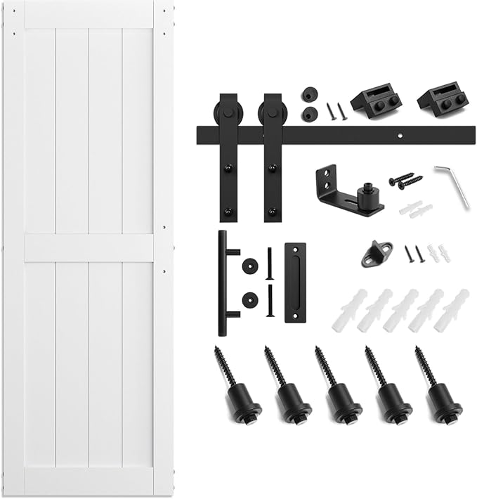 SmartStandard 32 x 96 inch White Sliding MDF Barn Door - Image 6