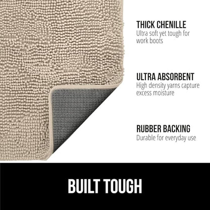 GORILLA GRIP SOAKSTOPPER Dog Door Mat, 35x24 Machine Washable Rug Absorbent Doormat Captures Moisture Mud Dirt, Quick Dry Soft Chenille Entryway Rugs Indoor Entrance Mats for Dog Paws, Beige