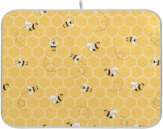 Funny Bees Honey Dish Drying Mat 16x18 by Wamika