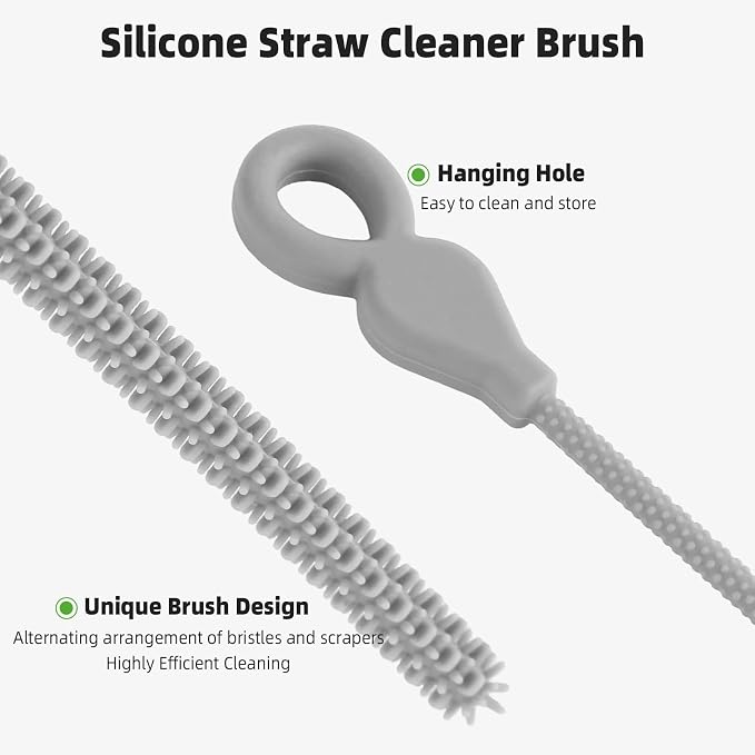 Silicone Straw Cleaner Brush, 4-Piece Reusable Straw Brush Set - Image 3