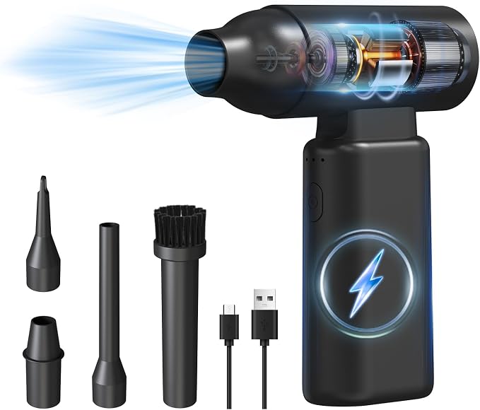 Compressed Air Duster, 3-Gear to 67000RPM Portable USB Rechargeable Brushless by Apqfw